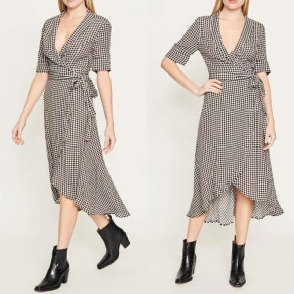 New Ganni Printed Crepe Wrap Midi Dress NWT Size 0 US - Picture 4 of 15